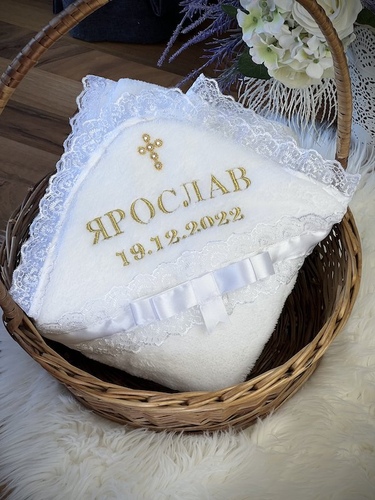 Крижмо Бантік з вишивкою (золото) фото