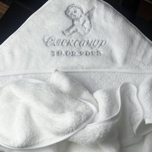 Фото 3 - Теплий іменний плед на виписку або крижма з вишивкою янгола і дати