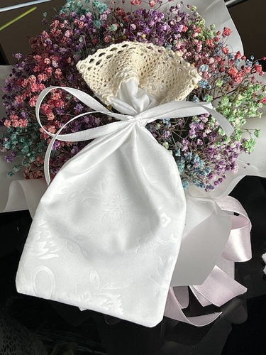Мішечок з мереживом льон тоненьке натуральний фото